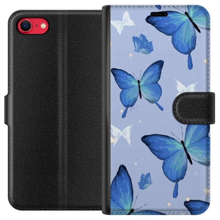 Portemonnee-hoesje voor Apple iPhone 7 met Blauwe vlinders ontwerp in de groep SMARTPHONE & TABLETS / Mobielbescherming / Apple / iPhone 7 bij TP E-commerce Nordic AB (A51393)