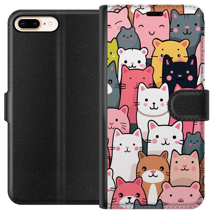 Portemonnee-hoesje voor Apple iPhone 7 Plus met Kattenpatroon ontwerp in de groep SMARTPHONE & TABLETS / Mobielbescherming / Apple / iPhone 7 Plus bij TP E-commerce Nordic AB (A51439)