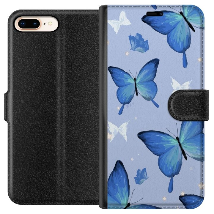 Portemonnee-hoesje voor Apple iPhone 7 Plus met Blauwe vlinders ontwerp in de groep SMARTPHONE & TABLETS / Mobielbescherming / Apple / iPhone 7 Plus bij TP E-commerce Nordic AB (A51447)