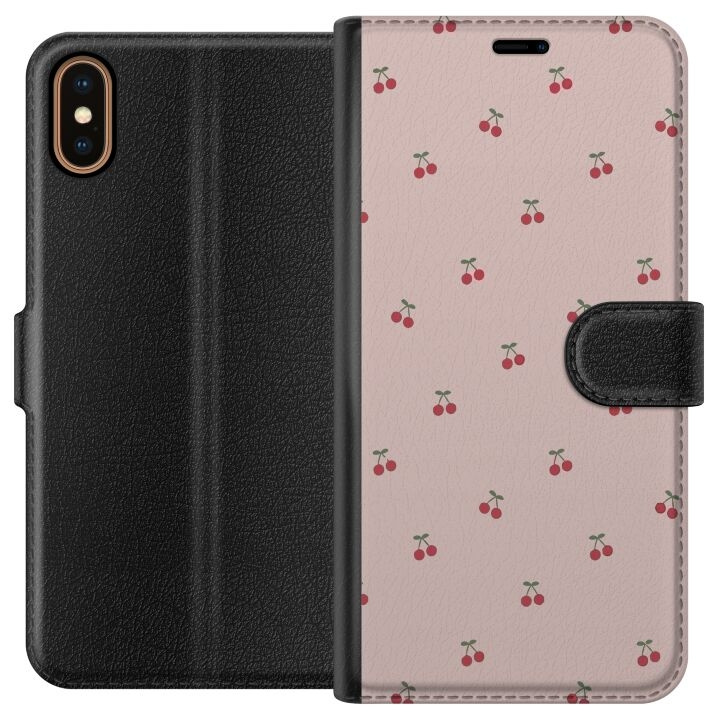 Portemonnee-hoesje voor Apple iPhone X met Kersen ontwerp in de groep SMARTPHONE & TABLETS / Mobielbescherming / Apple / iPhone X/XS bij TP E-commerce Nordic AB (A51762)