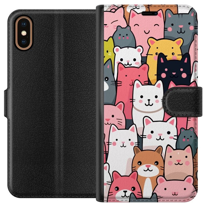 Portemonnee-hoesje voor Apple iPhone X met Kattenpatroon ontwerp in de groep SMARTPHONE & TABLETS / Mobielbescherming / Apple / iPhone X/XS bij TP E-commerce Nordic AB (A51763)