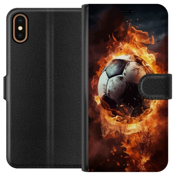 Portemonnee-hoesje voor Apple iPhone X met Voetbal ontwerp in de groep SMARTPHONE & TABLETS / Mobielbescherming / Apple / iPhone X/XS bij TP E-commerce Nordic AB (A51776)