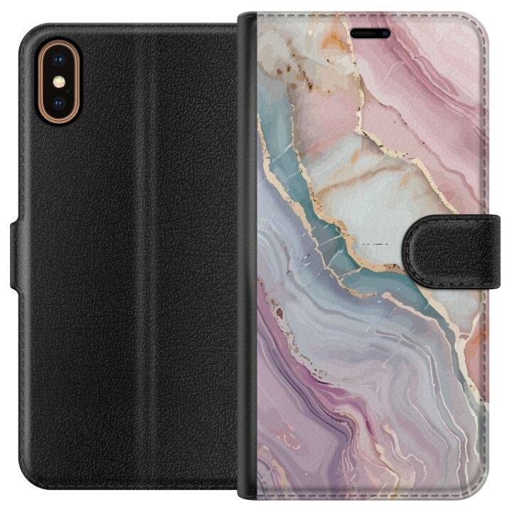 Portemonnee-hoesje voor Apple iPhone X met Marmer ontwerp in de groep SMARTPHONE & TABLETS / Mobielbescherming / Apple / iPhone X/XS bij TP E-commerce Nordic AB (A51777)