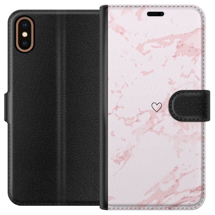 Portemonnee-hoesje voor Apple iPhone X met Roze Hart ontwerp in de groep SMARTPHONE & TABLETS / Mobielbescherming / Apple / iPhone X/XS bij TP E-commerce Nordic AB (A51778)