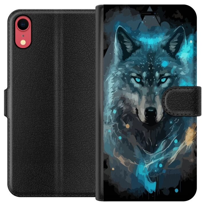 Portemonnee-hoesje voor Apple iPhone XR met Wolf ontwerp in de groep SMARTPHONE & TABLETS / Mobielbescherming / Apple / iPhone XR bij TP E-commerce Nordic AB (A51814)