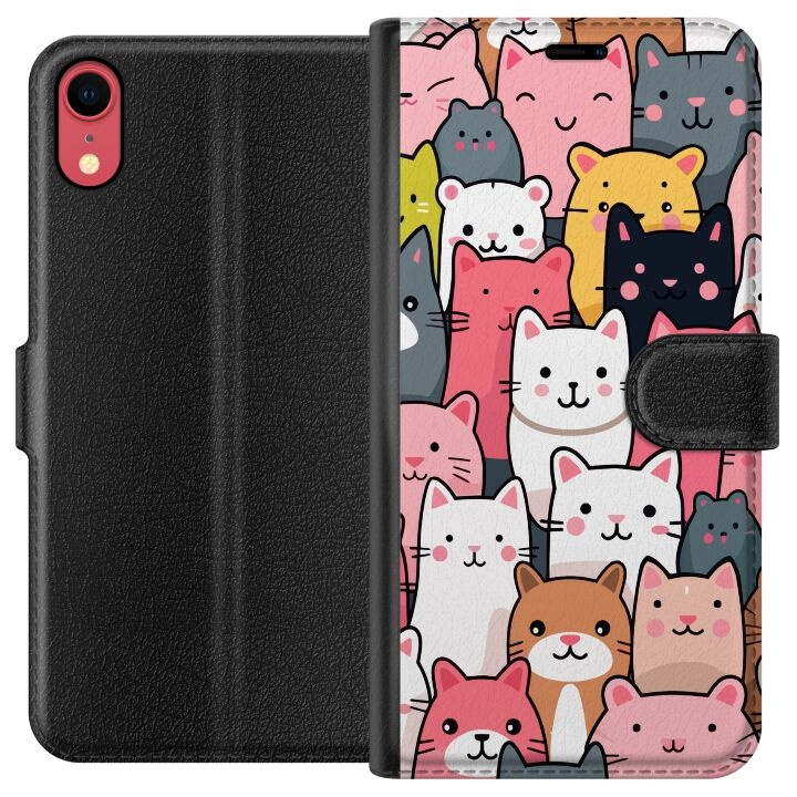 Portemonnee-hoesje voor Apple iPhone XR met Kattenpatroon ontwerp in de groep SMARTPHONE & TABLETS / Mobielbescherming / Apple / iPhone XR bij TP E-commerce Nordic AB (A51817)