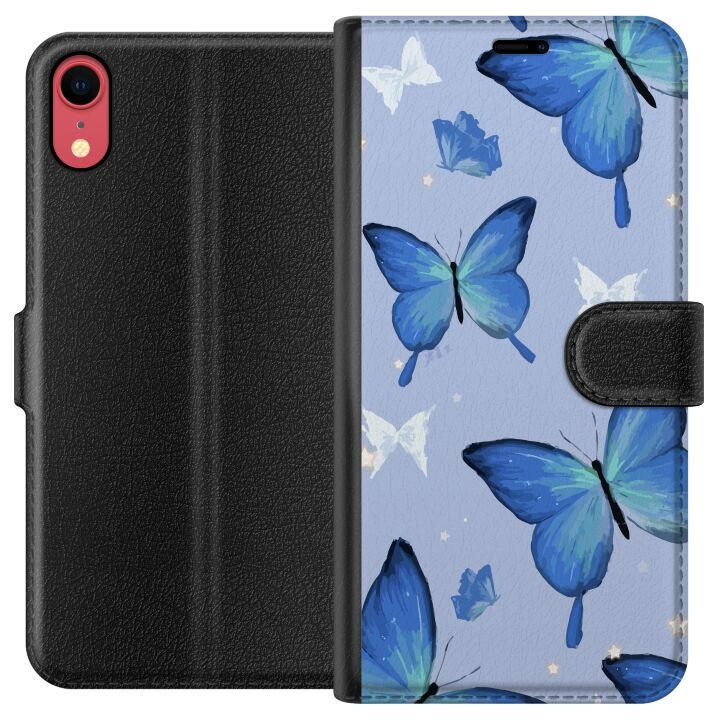 Portemonnee-hoesje voor Apple iPhone XR met Blauwe vlinders ontwerp in de groep SMARTPHONE & TABLETS / Mobielbescherming / Apple / iPhone XR bij TP E-commerce Nordic AB (A51825)