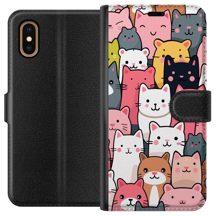 Portemonnee-hoesje voor Apple iPhone XS Max met Kattenpatroon ontwerp in de groep SMARTPHONE & TABLETS / Mobielbescherming / Apple / iPhone XS Max bij TP E-commerce Nordic AB (A51925)