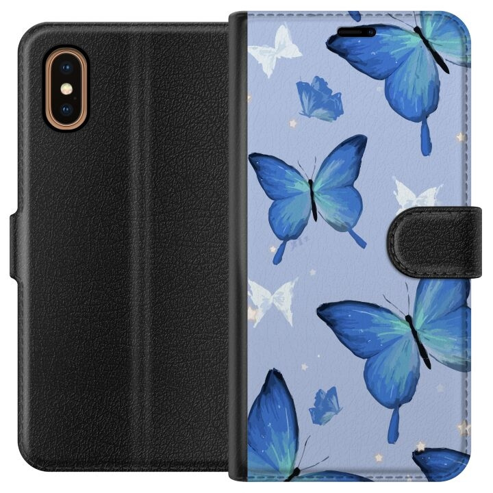 Portemonnee-hoesje voor Apple iPhone XS Max met Blauwe vlinders ontwerp in de groep SMARTPHONE & TABLETS / Mobielbescherming / Apple / iPhone XS Max bij TP E-commerce Nordic AB (A51933)