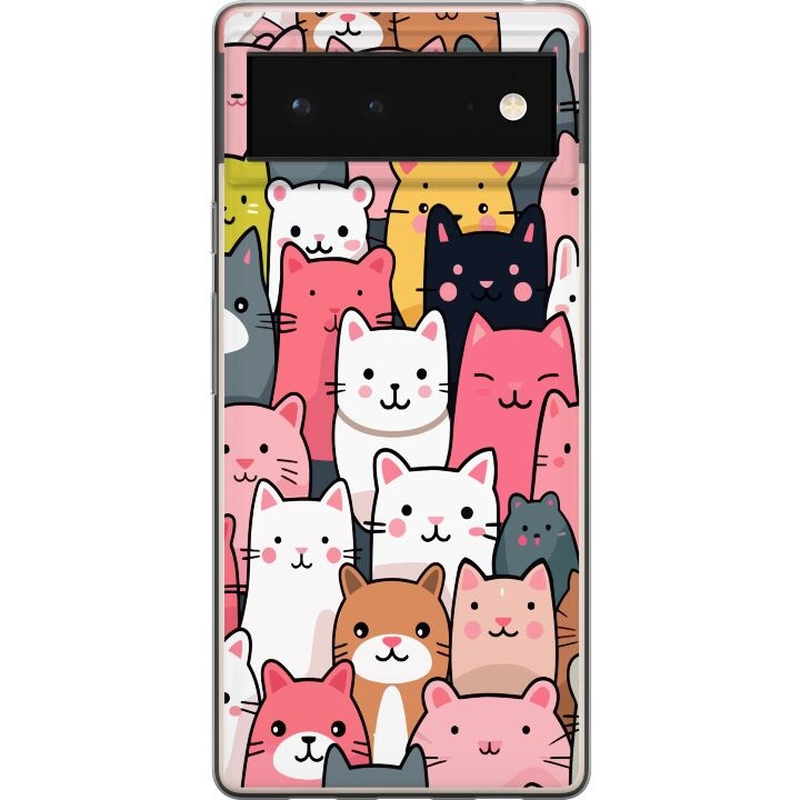 Mobiele hoes voor Google Pixel 6 met Kattenpatroon ontwerp in de groep SMARTPHONE & TABLETS / Mobielbescherming / Google bij TP E-commerce Nordic AB (A52087)