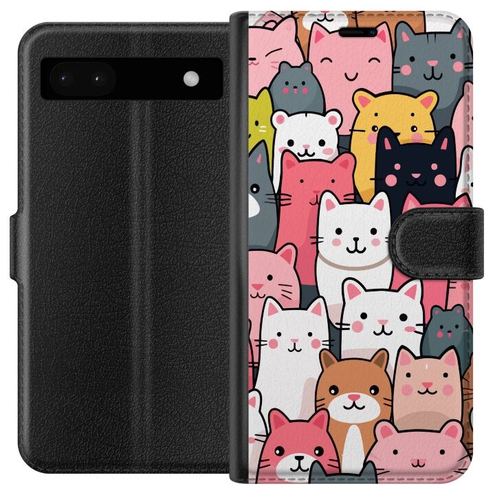 Portemonnee-hoesje voor Google Pixel 6a met Kattenpatroon ontwerp in de groep SMARTPHONE & TABLETS / Mobielbescherming / Google bij TP E-commerce Nordic AB (A52114)