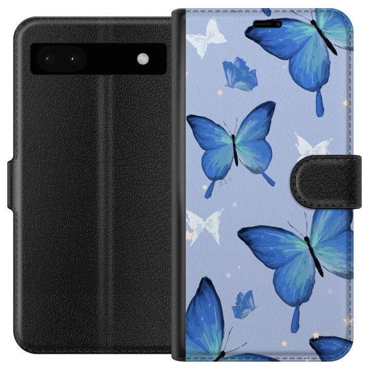 Portemonnee-hoesje voor Google Pixel 6a met Blauwe vlinders ontwerp in de groep SMARTPHONE & TABLETS / Mobielbescherming / Google bij TP E-commerce Nordic AB (A52122)