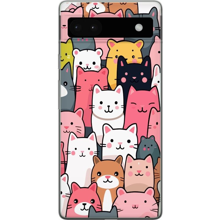 Mobiele hoes voor Google Pixel 6a met Kattenpatroon ontwerp in de groep SMARTPHONE & TABLETS / Mobielbescherming / Google bij TP E-commerce Nordic AB (A52141)