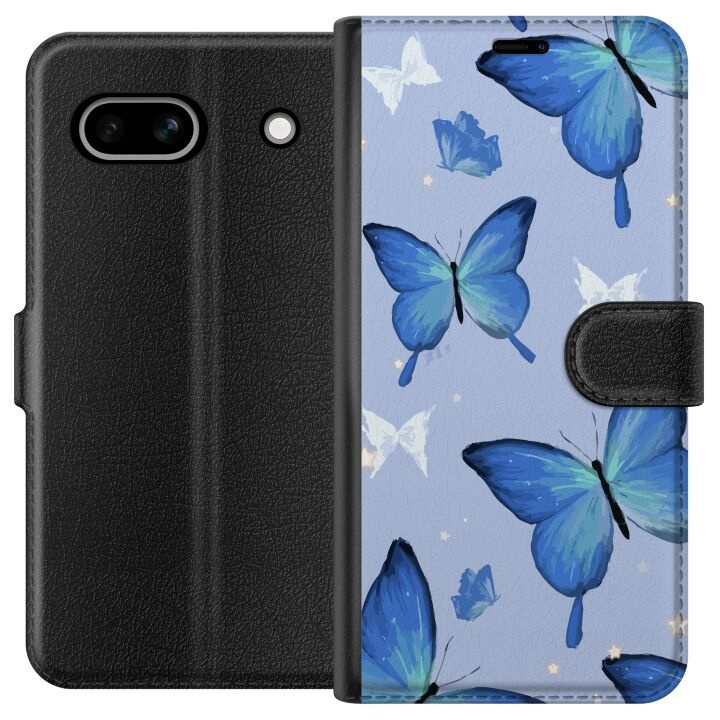 Portemonnee-hoesje voor Google Pixel 7a met Blauwe vlinders ontwerp in de groep SMARTPHONE & TABLETS / Mobielbescherming / Google bij TP E-commerce Nordic AB (A52230)