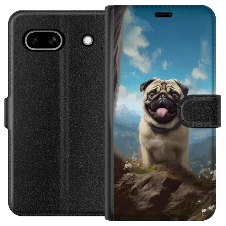 Portemonnee-hoesje voor Google Pixel 7a met Blije Hond ontwerp in de groep SMARTPHONE & TABLETS / Mobielbescherming / Google bij TP E-commerce Nordic AB (A52232)