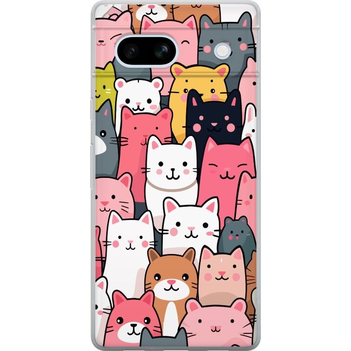 Mobiele hoes voor Google Pixel 7a met Kattenpatroon ontwerp in de groep SMARTPHONE & TABLETS / Mobielbescherming / Google bij TP E-commerce Nordic AB (A52249)