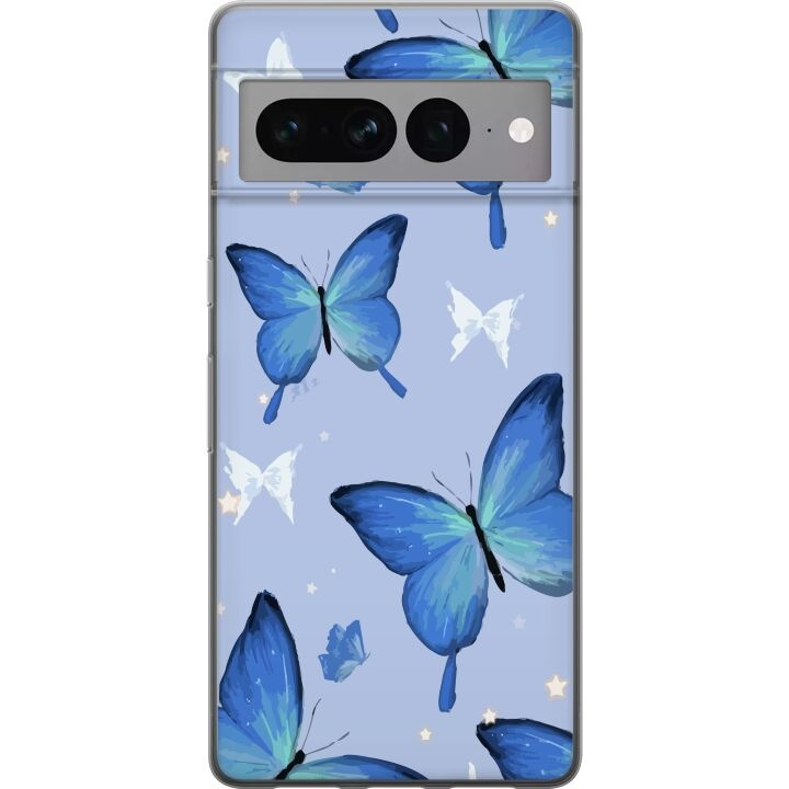 Mobiele hoes voor Google Pixel 7 Pro met Blauwe vlinders ontwerp in de groep SMARTPHONE & TABLETS / Mobielbescherming / Google bij TP E-commerce Nordic AB (A52284)