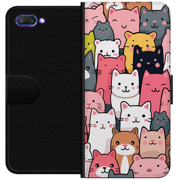 Portemonnee-hoesje voor Honor 10 met Kattenpatroon ontwerp in de groep SMARTPHONE & TABLETS / Mobielbescherming / Huawei/Honor bij TP E-commerce Nordic AB (A52573)