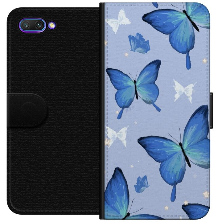 Portemonnee-hoesje voor Honor 10 met Blauwe vlinders ontwerp in de groep SMARTPHONE & TABLETS / Mobielbescherming / Huawei/Honor bij TP E-commerce Nordic AB (A52581)