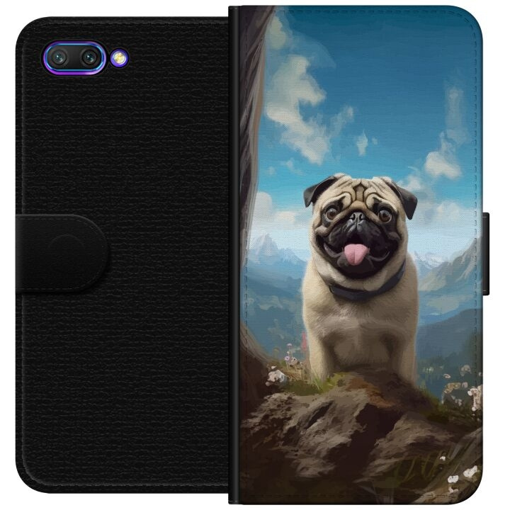 Portemonnee-hoesje voor Honor 10 met Blije Hond ontwerp in de groep SMARTPHONE & TABLETS / Mobielbescherming / Huawei/Honor bij TP E-commerce Nordic AB (A52583)