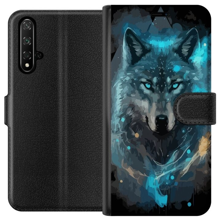 Portemonnee-hoesje voor Honor 20 met Wolf ontwerp in de groep SMARTPHONE & TABLETS / Mobielbescherming / Huawei/Honor bij TP E-commerce Nordic AB (A52597)