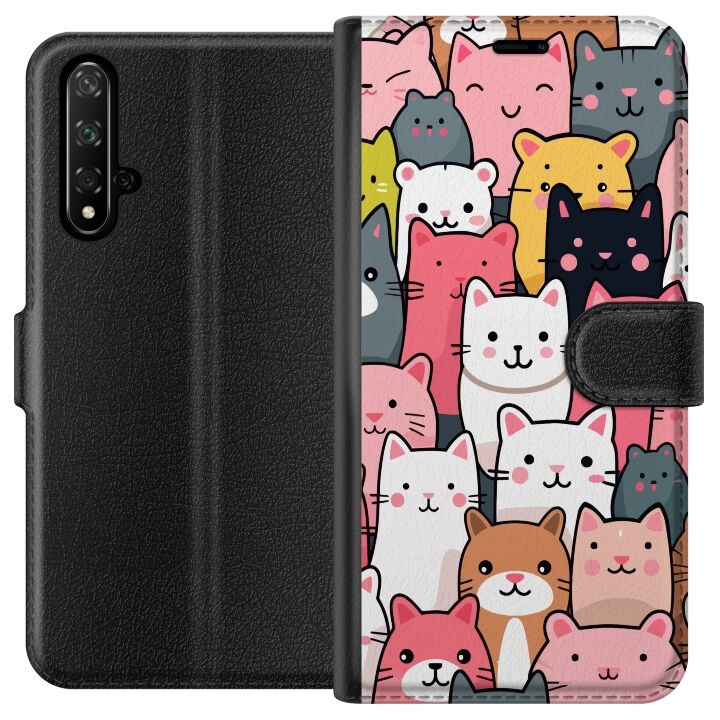 Portemonnee-hoesje voor Honor 20 met Kattenpatroon ontwerp in de groep SMARTPHONE & TABLETS / Mobielbescherming / Huawei/Honor bij TP E-commerce Nordic AB (A52600)