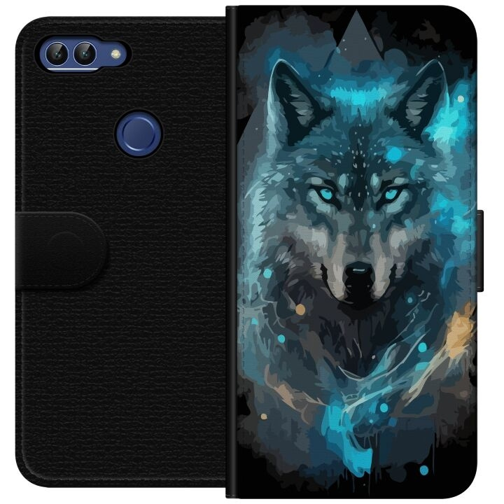 Portemonnee-hoesje voor Huawei P smart met Wolf ontwerp in de groep SMARTPHONE & TABLETS / Mobielbescherming / Huawei/Honor bij TP E-commerce Nordic AB (A52624)