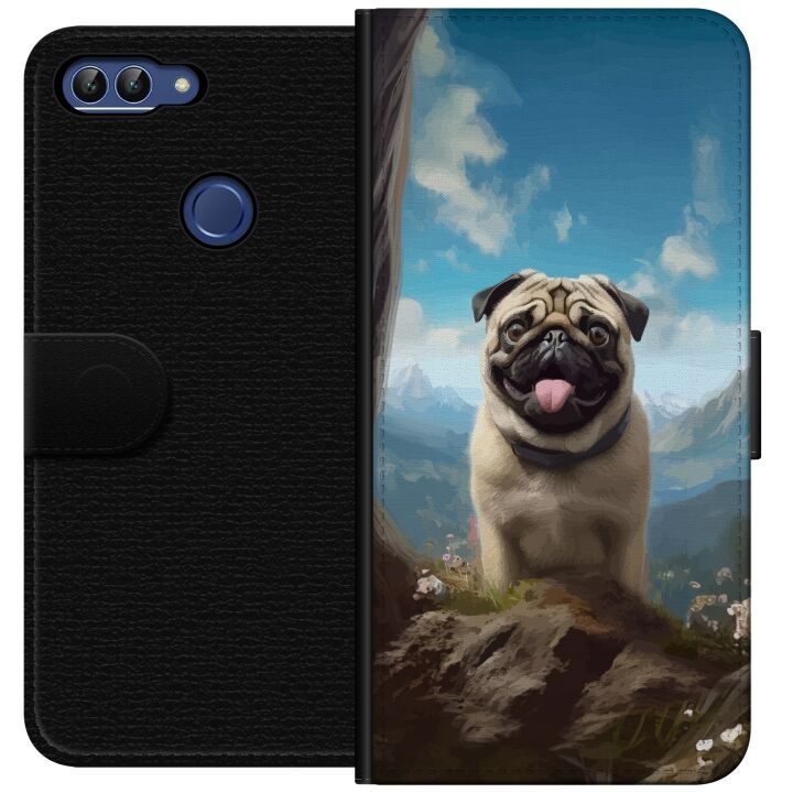 Portemonnee-hoesje voor Huawei P smart met Blije Hond ontwerp in de groep SMARTPHONE & TABLETS / Mobielbescherming / Huawei/Honor bij TP E-commerce Nordic AB (A52637)