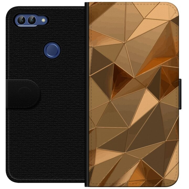 Portemonnee-hoesje voor Huawei P smart met 3D Goud ontwerp in de groep SMARTPHONE & TABLETS / Mobielbescherming / Huawei/Honor bij TP E-commerce Nordic AB (A52643)