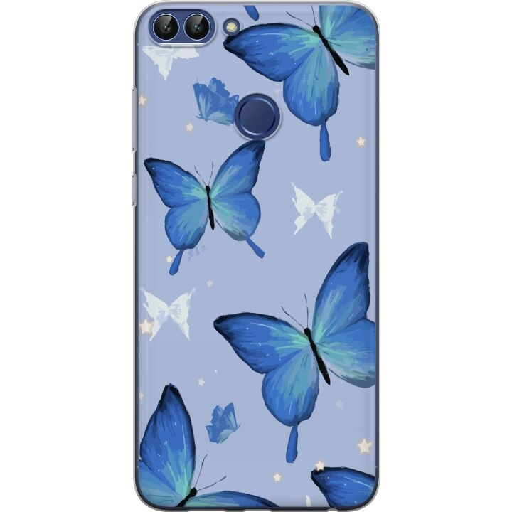 Mobiele hoes voor Huawei P smart met Blauwe vlinders ontwerp in de groep SMARTPHONE & TABLETS / Mobielbescherming / Huawei/Honor bij TP E-commerce Nordic AB (A52662)