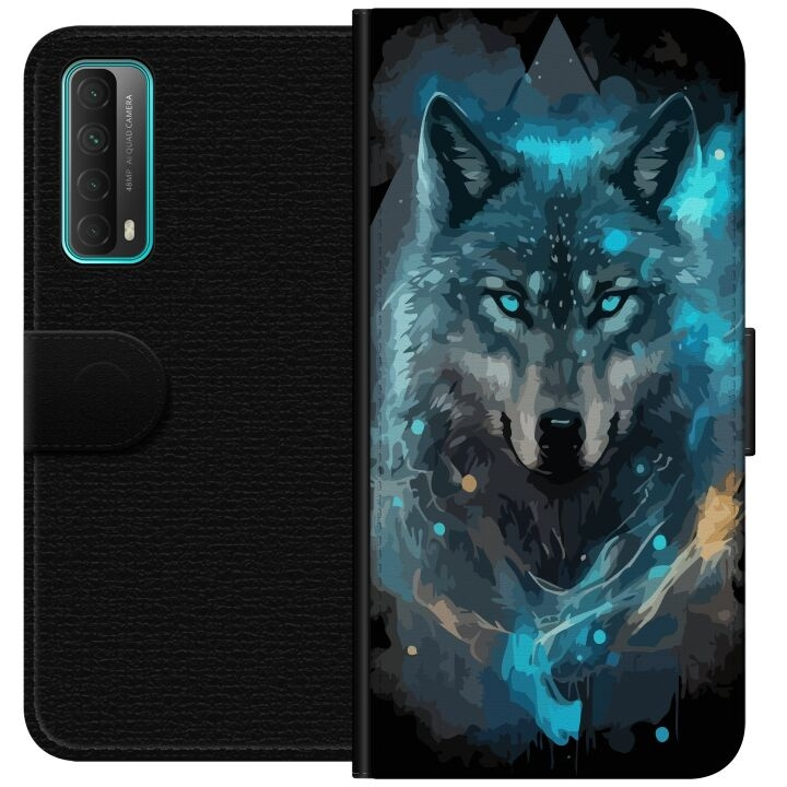 Portemonnee-hoesje voor Huawei P smart 2021 met Wolf ontwerp in de groep SMARTPHONE & TABLETS / Mobielbescherming / Huawei/Honor bij TP E-commerce Nordic AB (A52678)