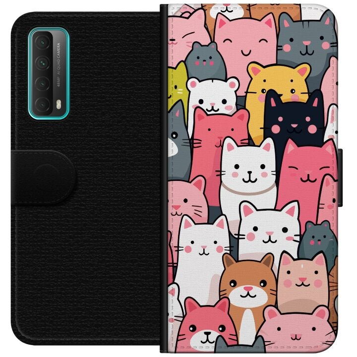 Portemonnee-hoesje voor Huawei P smart 2021 met Kattenpatroon ontwerp in de groep SMARTPHONE & TABLETS / Mobielbescherming / Huawei/Honor bij TP E-commerce Nordic AB (A52681)