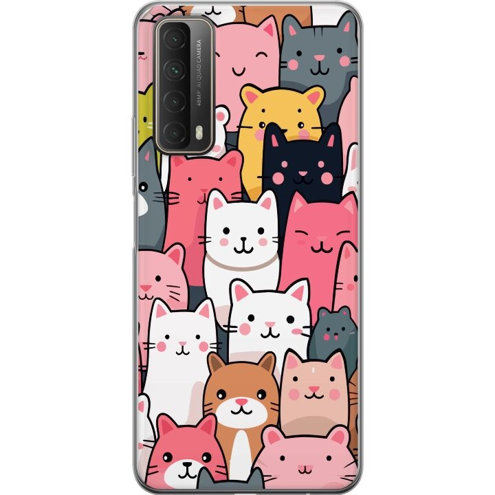 Mobiele hoes voor Huawei P smart 2021 met Kattenpatroon ontwerp in de groep SMARTPHONE & TABLETS / Mobielbescherming / Huawei/Honor bij TP E-commerce Nordic AB (A52708)