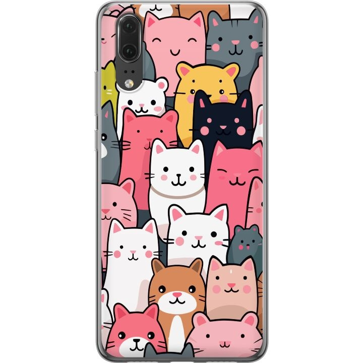 Mobiele hoes voor Huawei P20 met Kattenpatroon ontwerp in de groep SMARTPHONE & TABLETS / Mobielbescherming / Huawei/Honor bij TP E-commerce Nordic AB (A53032)