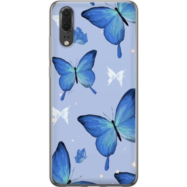 Mobiele hoes voor Huawei P20 met Blauwe vlinders ontwerp in de groep SMARTPHONE & TABLETS / Mobielbescherming / Huawei/Honor bij TP E-commerce Nordic AB (A53040)