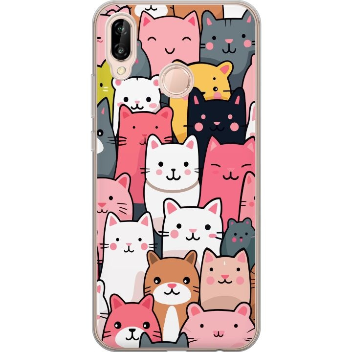 Mobiele hoes voor Huawei P20 lite met Kattenpatroon ontwerp in de groep SMARTPHONE & TABLETS / Mobielbescherming / Huawei/Honor bij TP E-commerce Nordic AB (A53086)