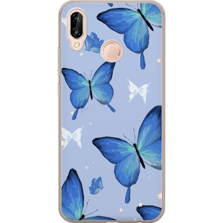 Mobiele hoes voor Huawei P20 lite met Blauwe vlinders ontwerp in de groep SMARTPHONE & TABLETS / Mobielbescherming / Huawei/Honor bij TP E-commerce Nordic AB (A53094)