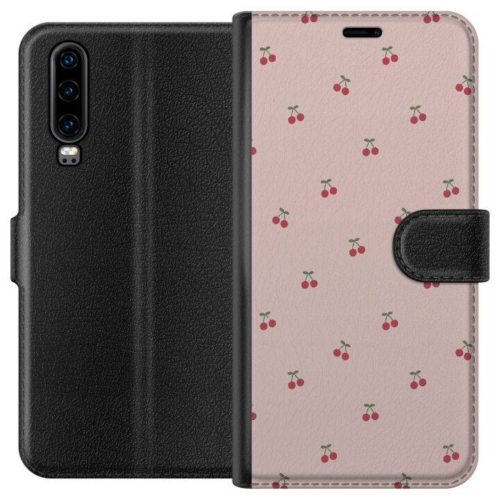 Portemonnee-hoesje voor Huawei P30 met Kersen ontwerp in de groep SMARTPHONE & TABLETS / Mobielbescherming / Huawei/Honor bij TP E-commerce Nordic AB (A53166)