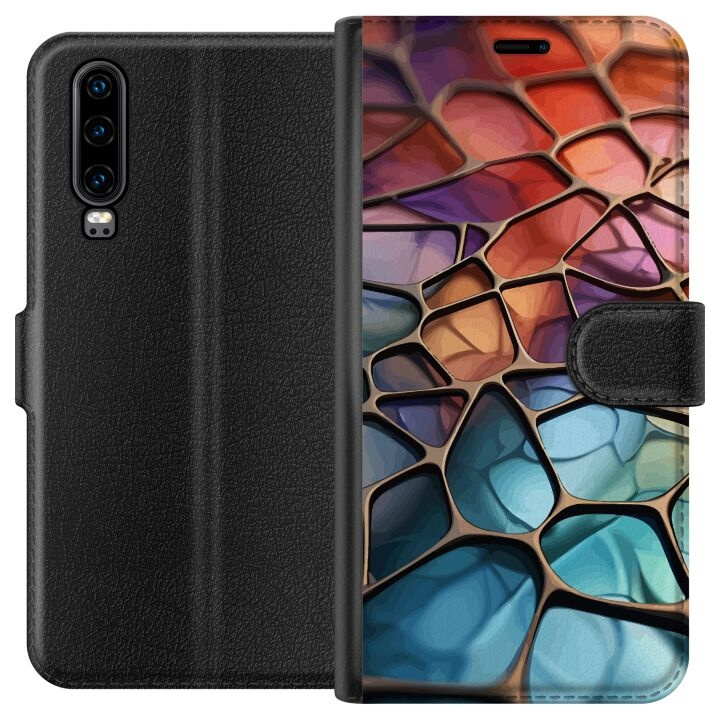 Portemonnee-hoesje voor Huawei P30 met Metallic patroon ontwerp in de groep SMARTPHONE & TABLETS / Mobielbescherming / Huawei/Honor bij TP E-commerce Nordic AB (A53169)