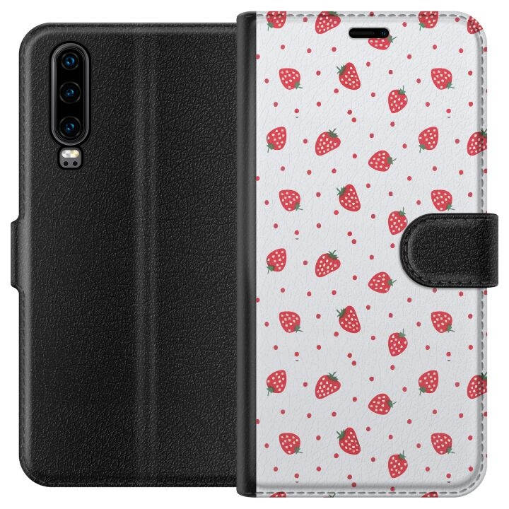 Portemonnee-hoesje voor Huawei P30 met Aardbeien ontwerp in de groep SMARTPHONE & TABLETS / Mobielbescherming / Huawei/Honor bij TP E-commerce Nordic AB (A53176)