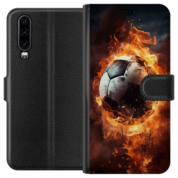 Portemonnee-hoesje voor Huawei P30 met Voetbal ontwerp in de groep SMARTPHONE & TABLETS / Mobielbescherming / Huawei/Honor bij TP E-commerce Nordic AB (A53180)