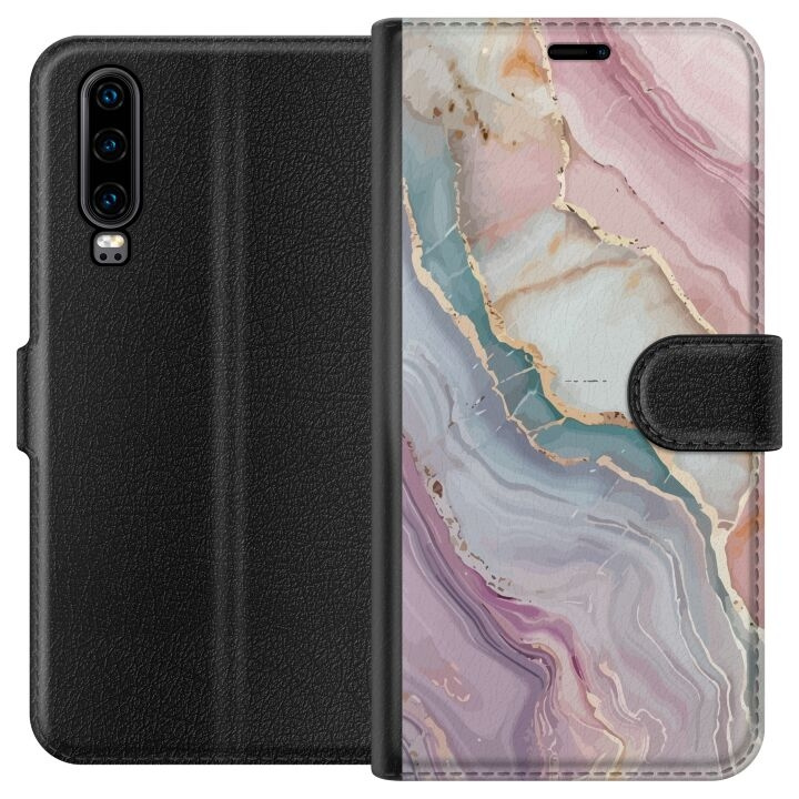 Portemonnee-hoesje voor Huawei P30 met Marmer ontwerp in de groep SMARTPHONE & TABLETS / Mobielbescherming / Huawei/Honor bij TP E-commerce Nordic AB (A53181)