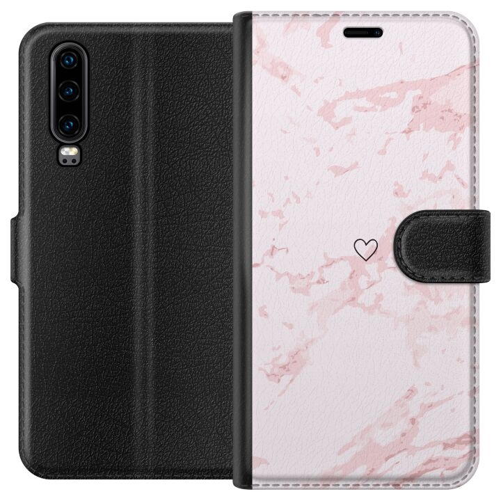 Portemonnee-hoesje voor Huawei P30 met Roze Hart ontwerp in de groep SMARTPHONE & TABLETS / Mobielbescherming / Huawei/Honor bij TP E-commerce Nordic AB (A53182)