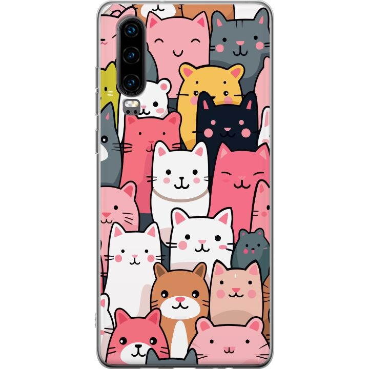 Mobiele hoes voor Huawei P30 met Kattenpatroon ontwerp in de groep SMARTPHONE & TABLETS / Mobielbescherming / Huawei/Honor bij TP E-commerce Nordic AB (A53194)