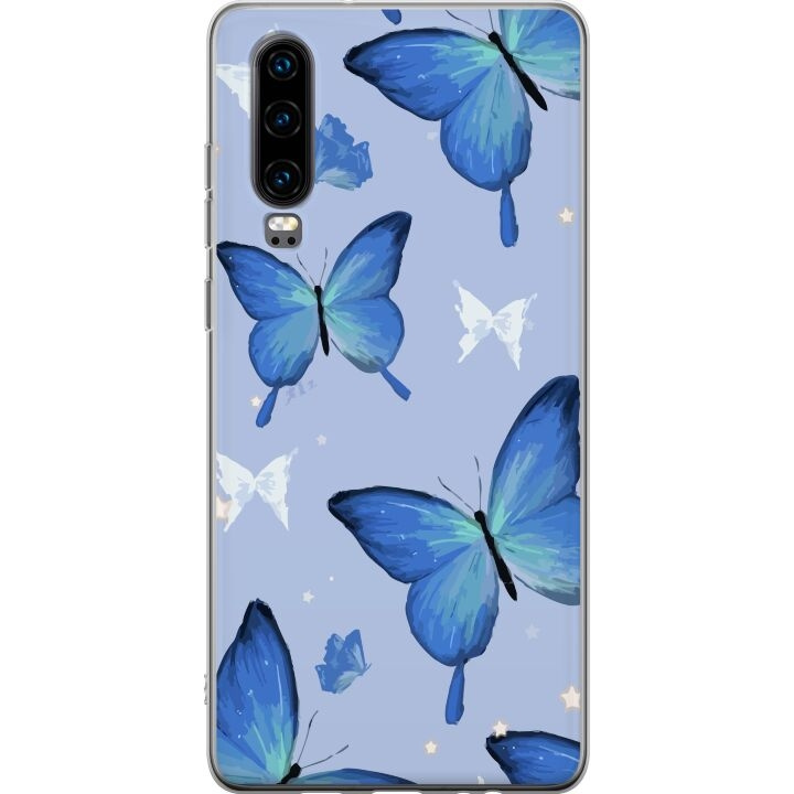 Mobiele hoes voor Huawei P30 met Blauwe vlinders ontwerp in de groep SMARTPHONE & TABLETS / Mobielbescherming / Huawei/Honor bij TP E-commerce Nordic AB (A53202)