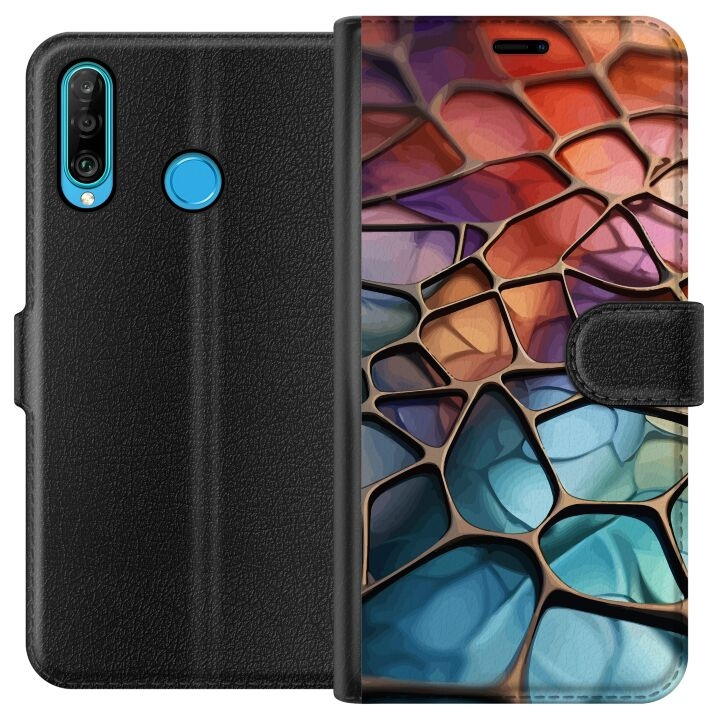 Portemonnee-hoesje voor Huawei P30 lite met Metallic patroon ontwerp in de groep SMARTPHONE & TABLETS / Mobielbescherming / Huawei/Honor bij TP E-commerce Nordic AB (A53223)