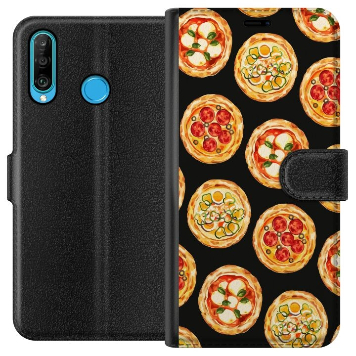 Portemonnee-hoesje voor Huawei P30 lite met Pizza ontwerp in de groep SMARTPHONE & TABLETS / Mobielbescherming / Huawei/Honor bij TP E-commerce Nordic AB (A53226)