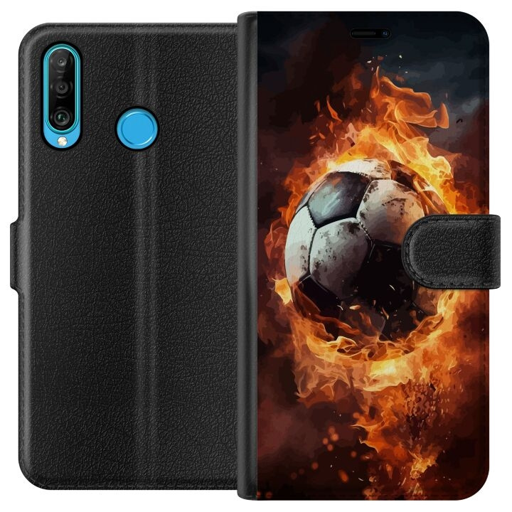 Portemonnee-hoesje voor Huawei P30 lite met Voetbal ontwerp in de groep SMARTPHONE & TABLETS / Mobielbescherming / Huawei/Honor bij TP E-commerce Nordic AB (A53234)