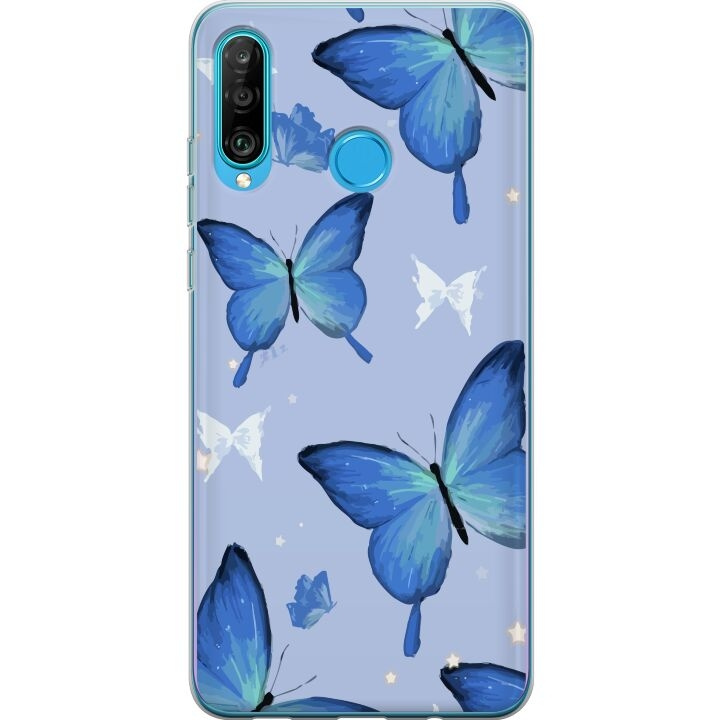 Mobiele hoes voor Huawei P30 lite met Blauwe vlinders ontwerp in de groep SMARTPHONE & TABLETS / Mobielbescherming / Huawei/Honor bij TP E-commerce Nordic AB (A53256)