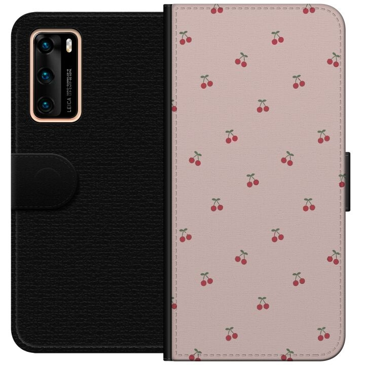 Portemonnee-hoesje voor Huawei P40 met Kersen ontwerp in de groep SMARTPHONE & TABLETS / Mobielbescherming / Huawei/Honor bij TP E-commerce Nordic AB (A53328)